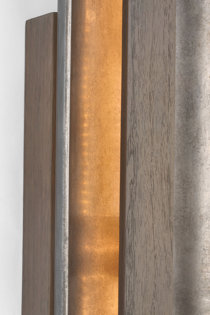 Remi 18" Sconce | Mottled Pewter and Warm Walnut