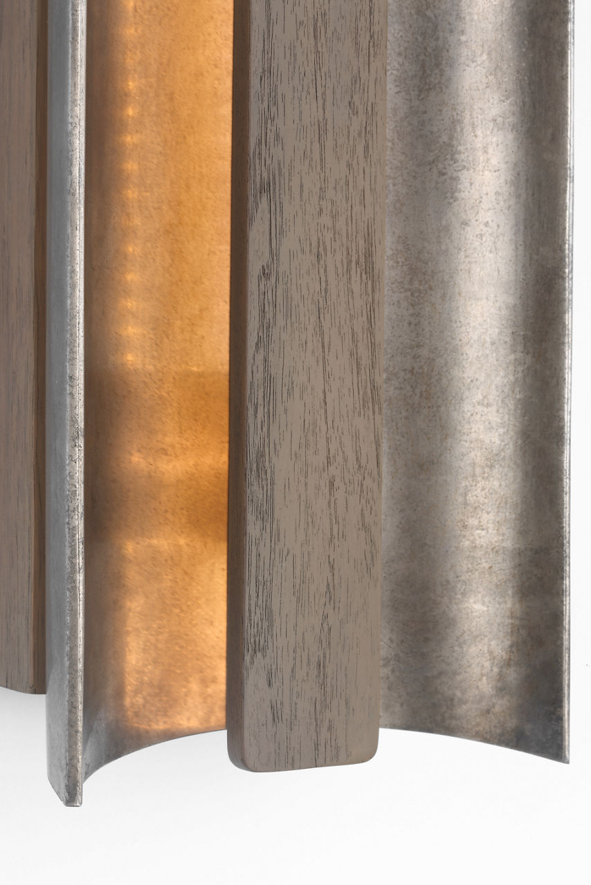 Remi 18" Sconce | Mottled Pewter and Warm Walnut