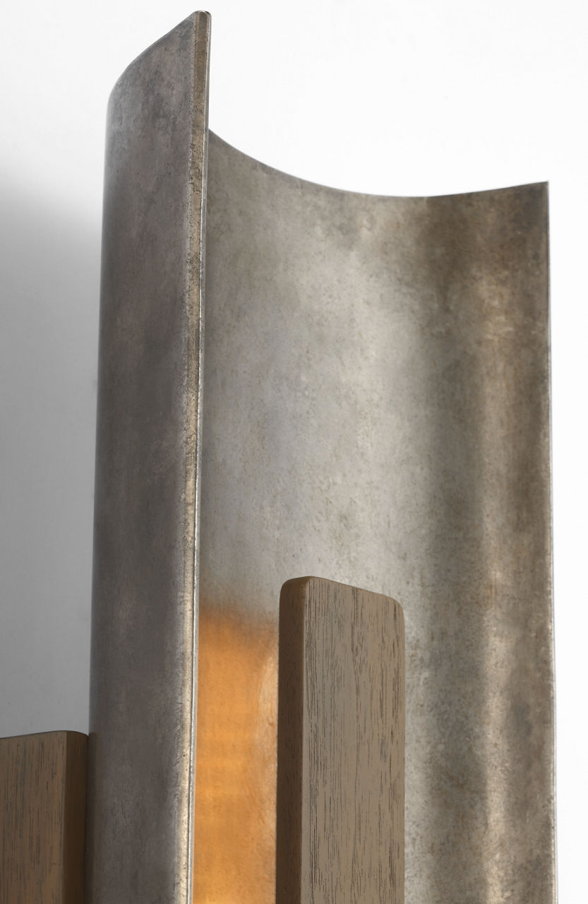 Remi 18" Sconce | Mottled Pewter and Warm Walnut