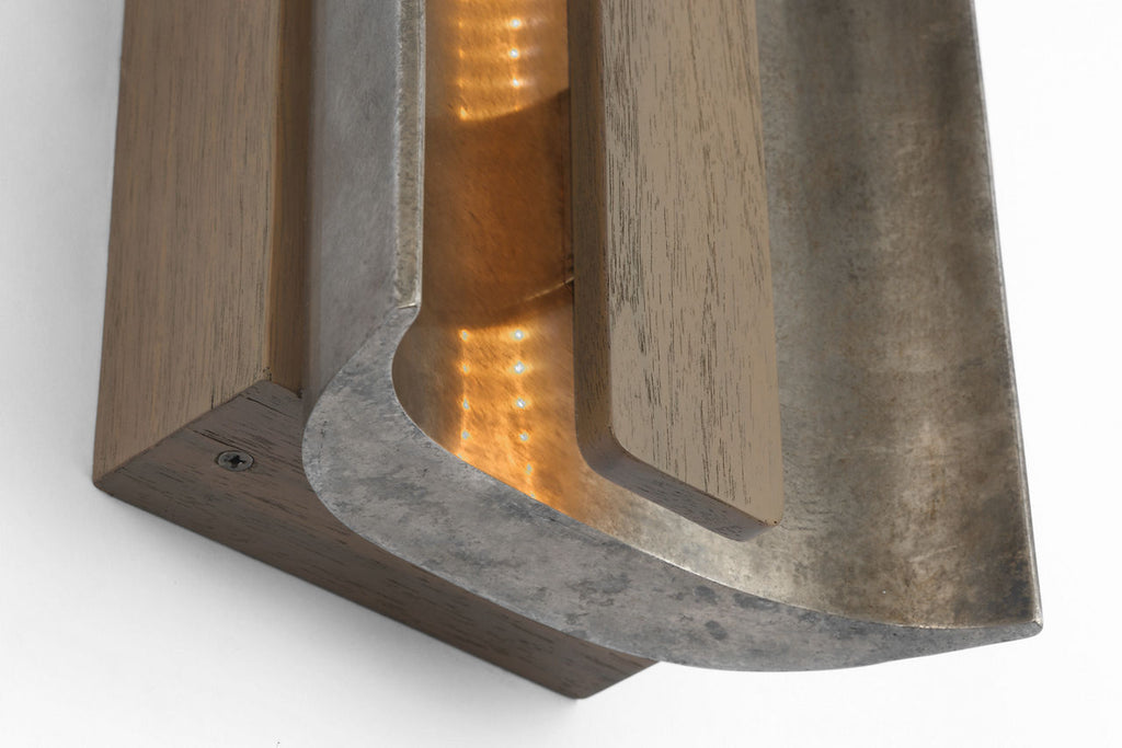 Remi 18" Sconce | Mottled Pewter and Warm Walnut