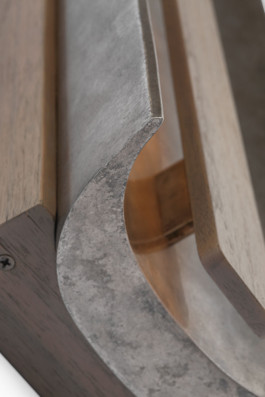 Remi 18" Sconce | Mottled Pewter and Warm Walnut
