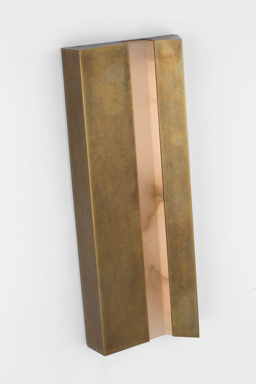 Austera 20" Sconce | Mottled Brass | Alabaster