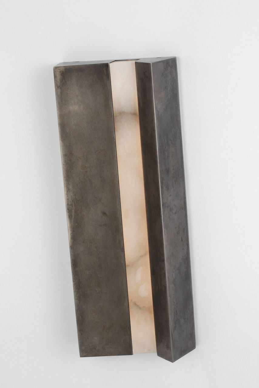 Austera 20" Sconce | Mottled Pewter | Alabaster