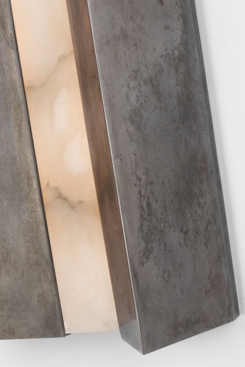 Austera 20" Sconce | Mottled Pewter | Alabaster
