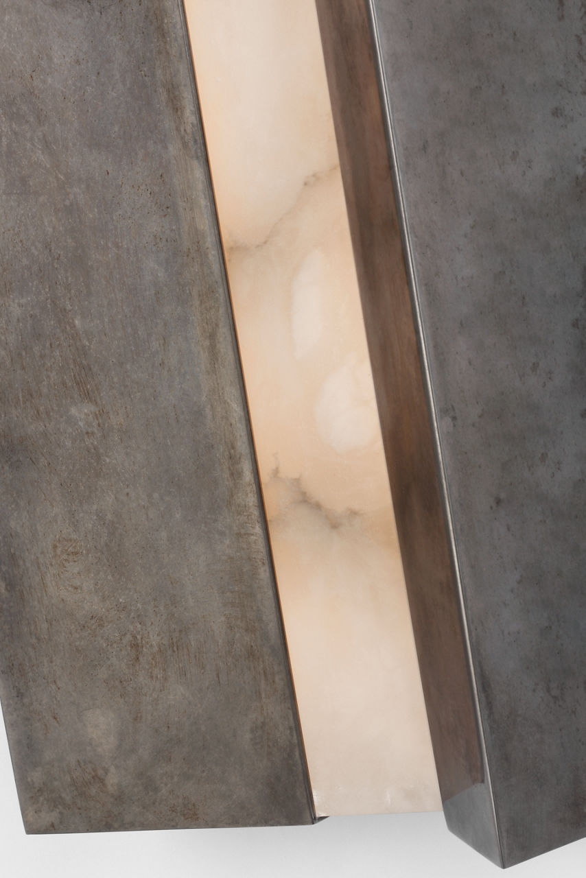 Austera 20" Sconce | Mottled Pewter | Alabaster