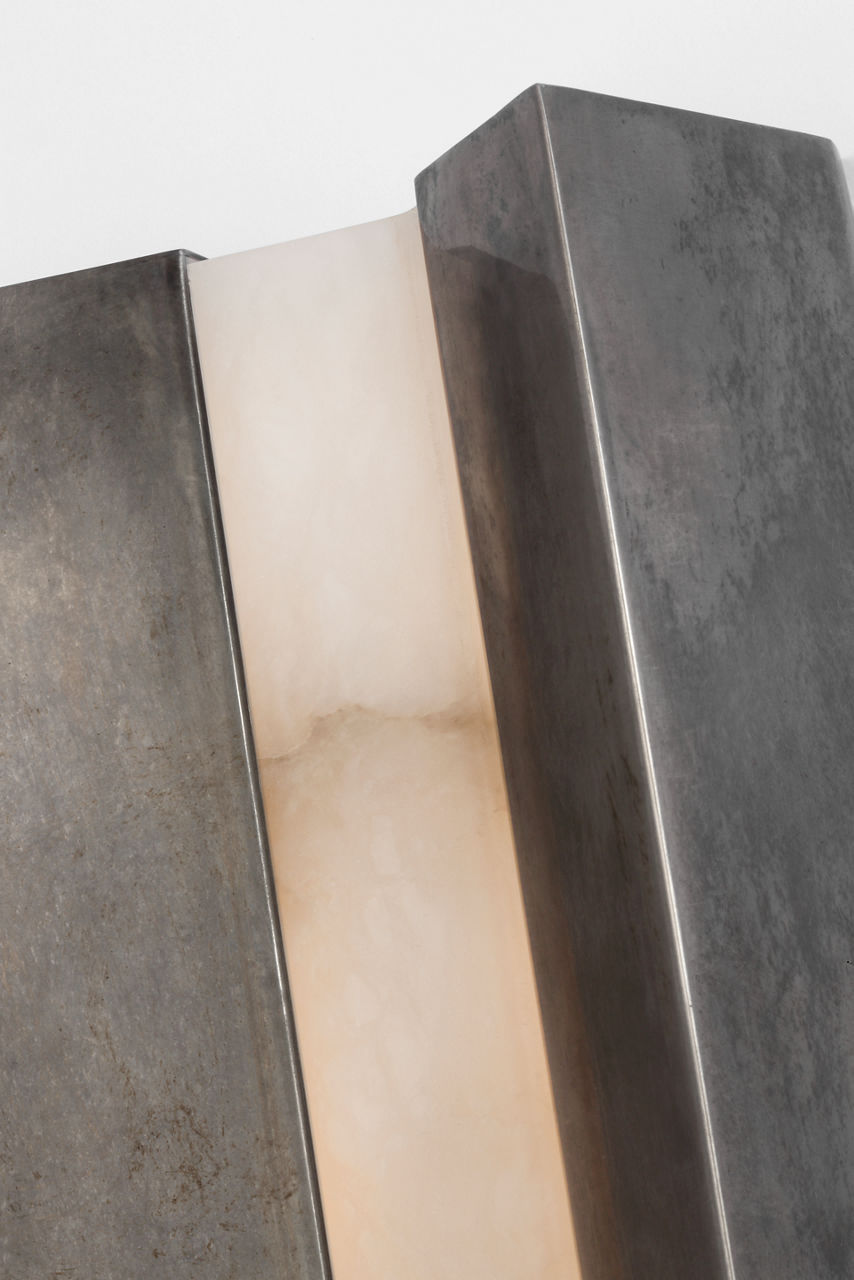 Austera 20" Sconce | Mottled Pewter | Alabaster