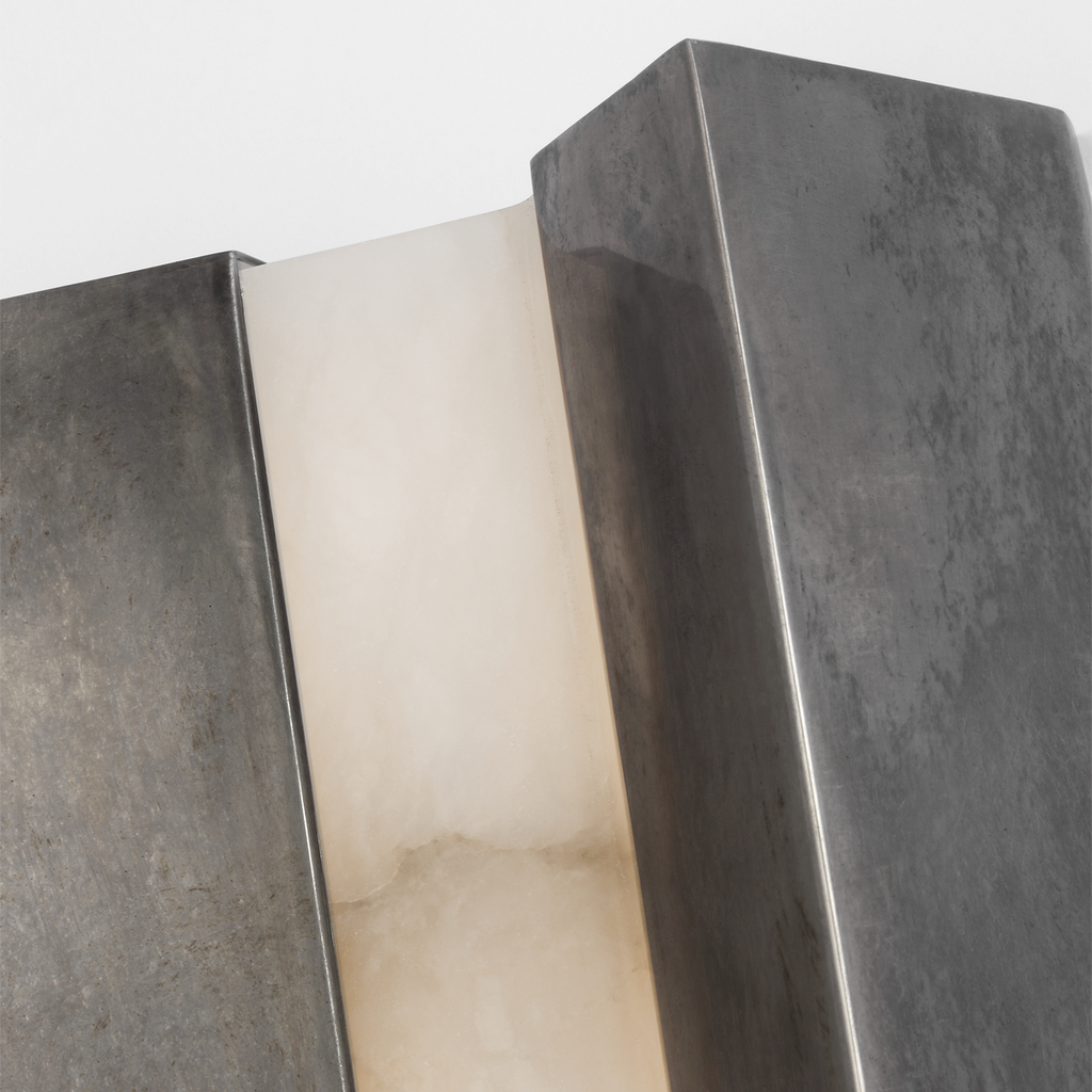 Austera 20" Sconce | Mottled Pewter | Alabaster