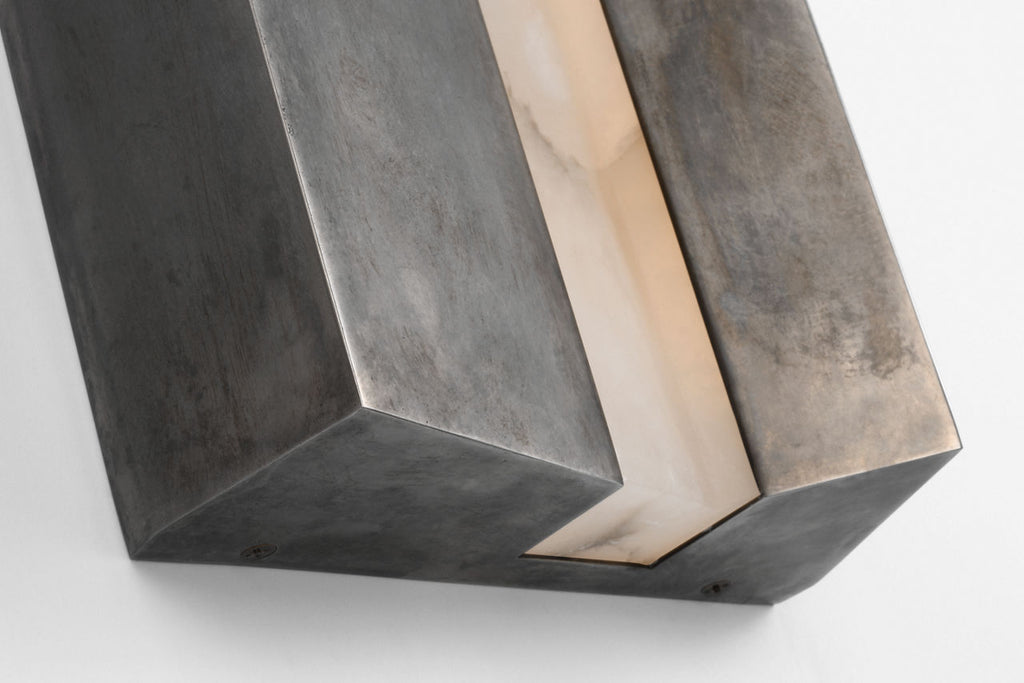 Austera 20" Sconce | Mottled Pewter | Alabaster
