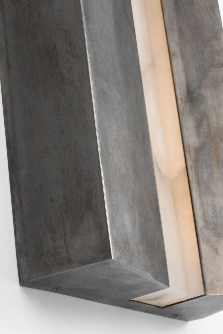 Austera 20" Sconce | Mottled Pewter | Alabaster