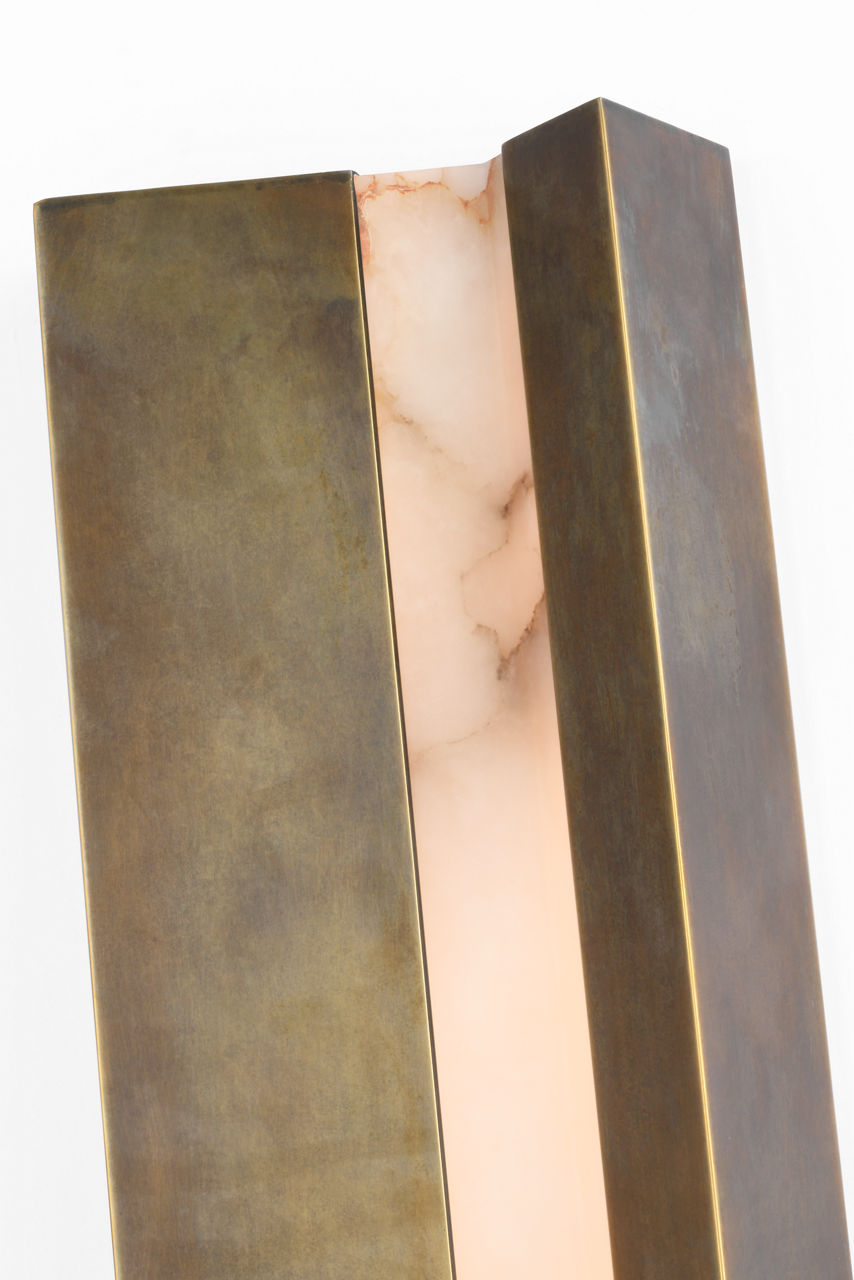 Austera 32" Sconce | Mottled Brass | Alabaster
