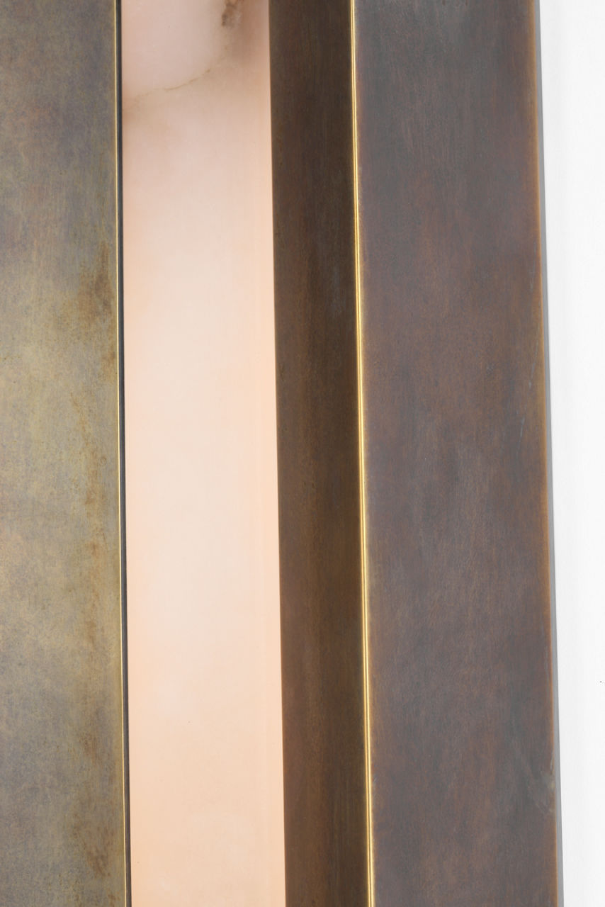 Austera 32" Sconce | Mottled Brass | Alabaster