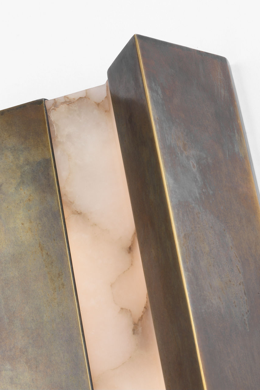 Austera 32" Sconce | Mottled Brass | Alabaster