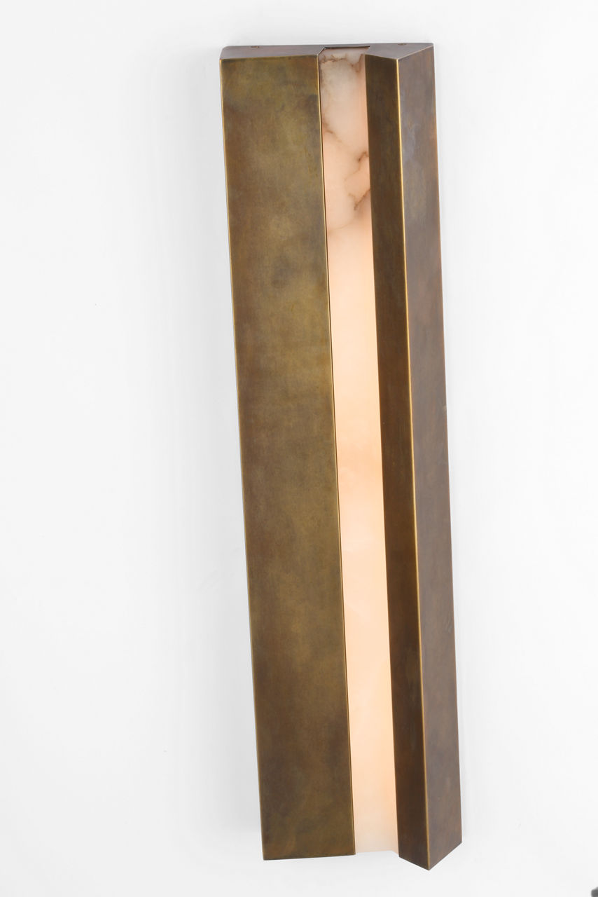 Austera 32" Sconce | Mottled Brass | Alabaster