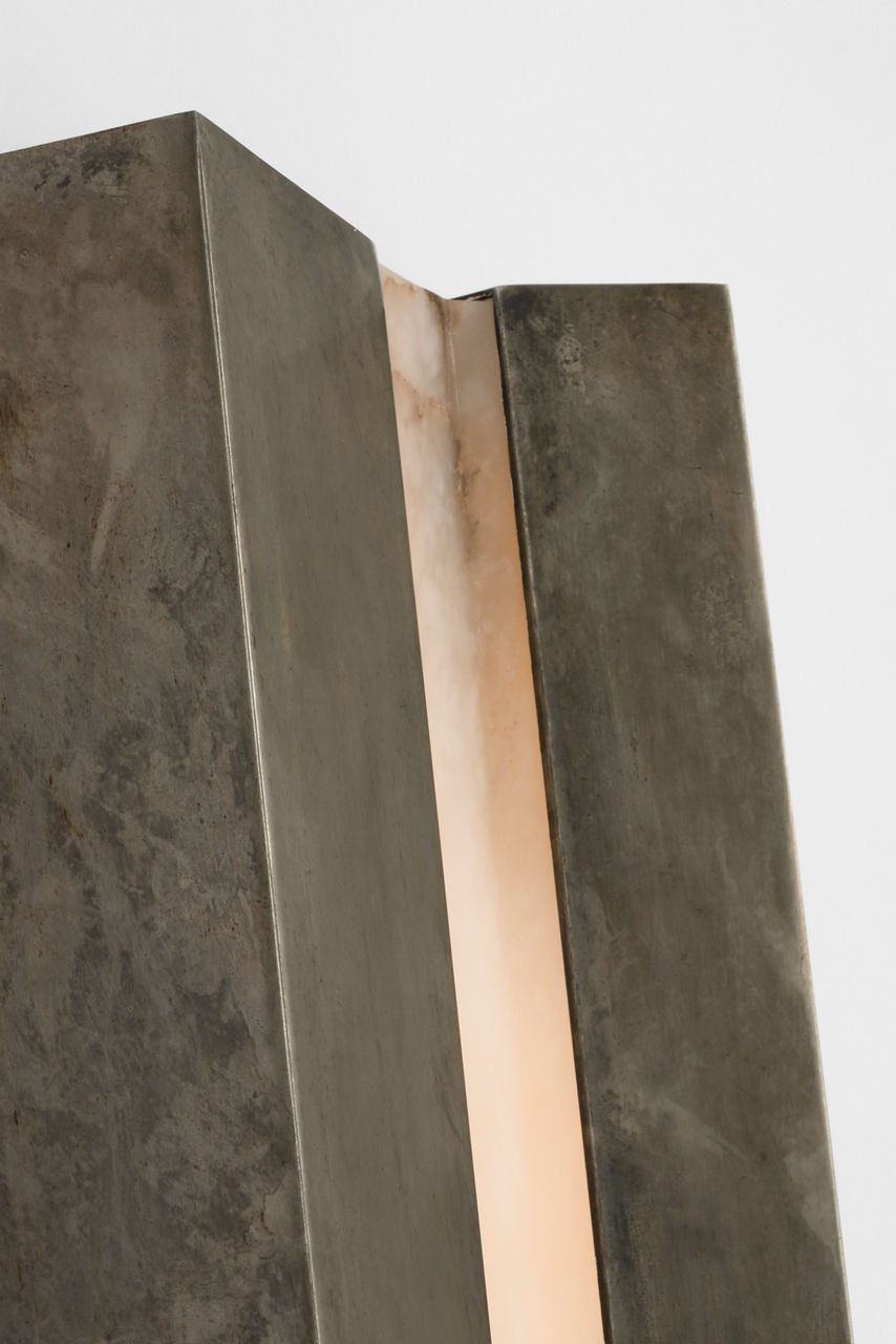 Austera 32" Sconce | Mottled Pewter | Alabaster