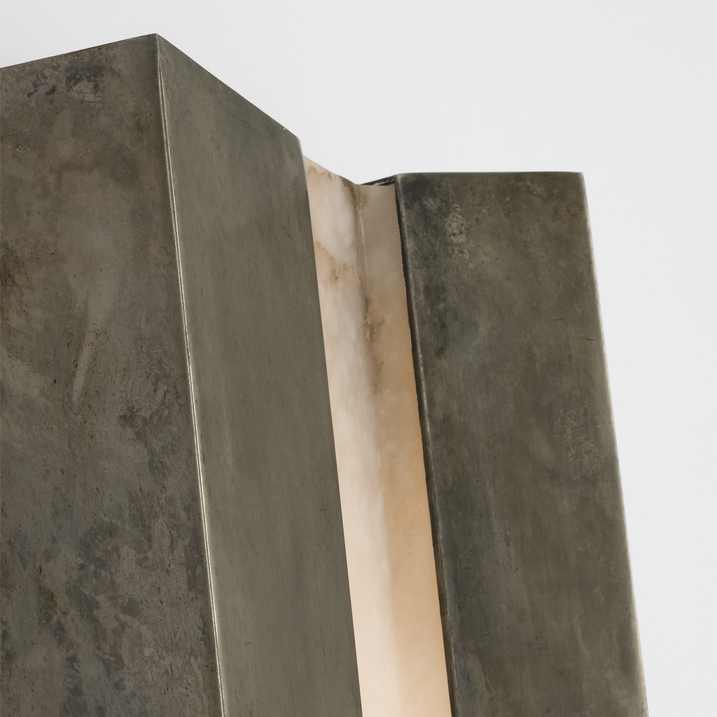 Austera 32" Sconce | Mottled Pewter | Alabaster