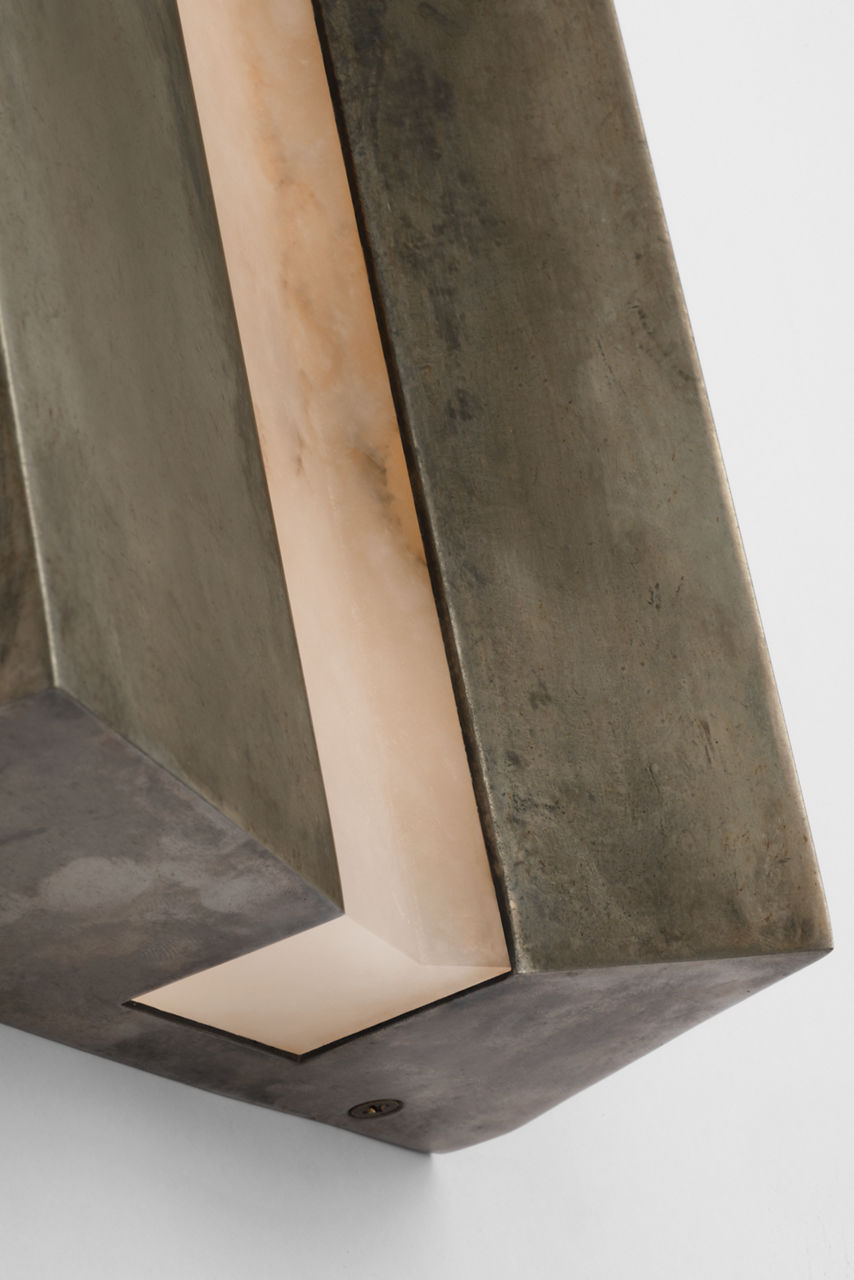 Austera 32" Sconce | Mottled Pewter | Alabaster