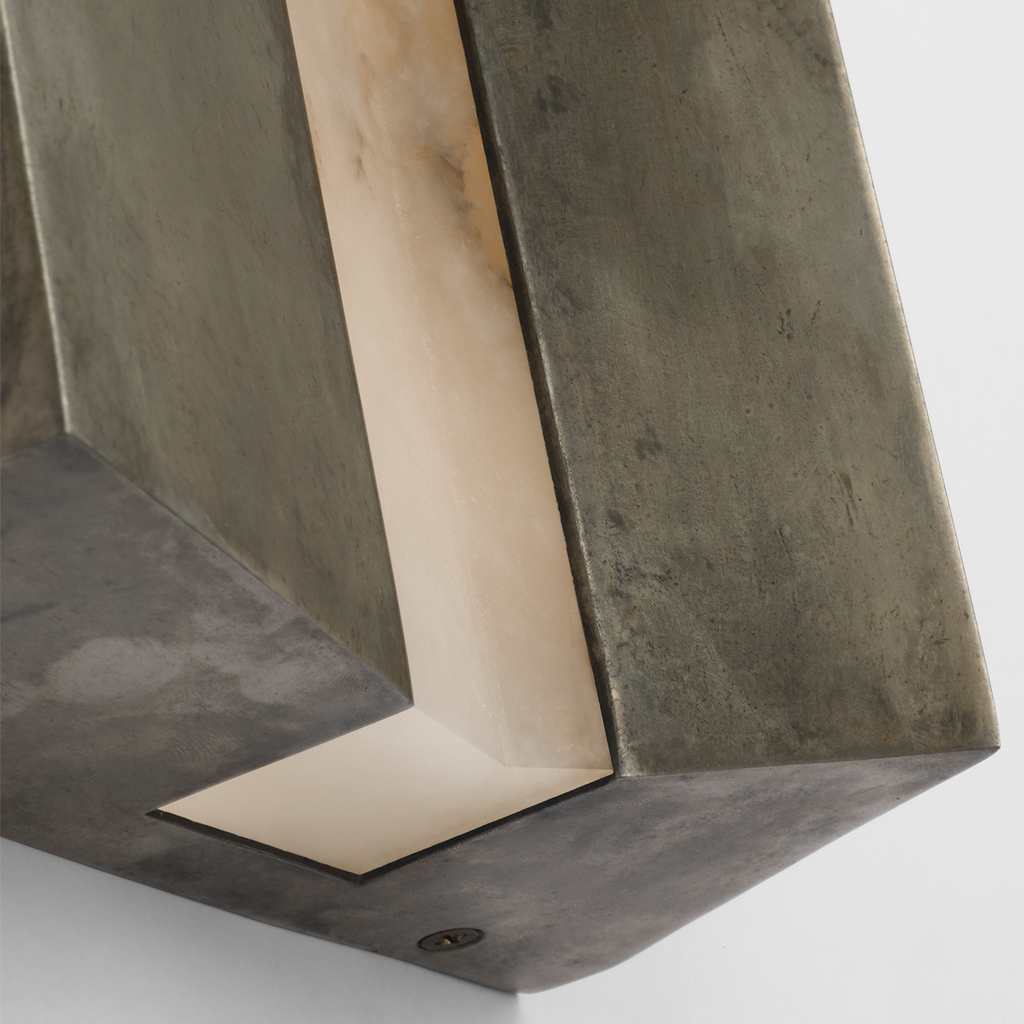 Austera 32" Sconce | Mottled Pewter | Alabaster