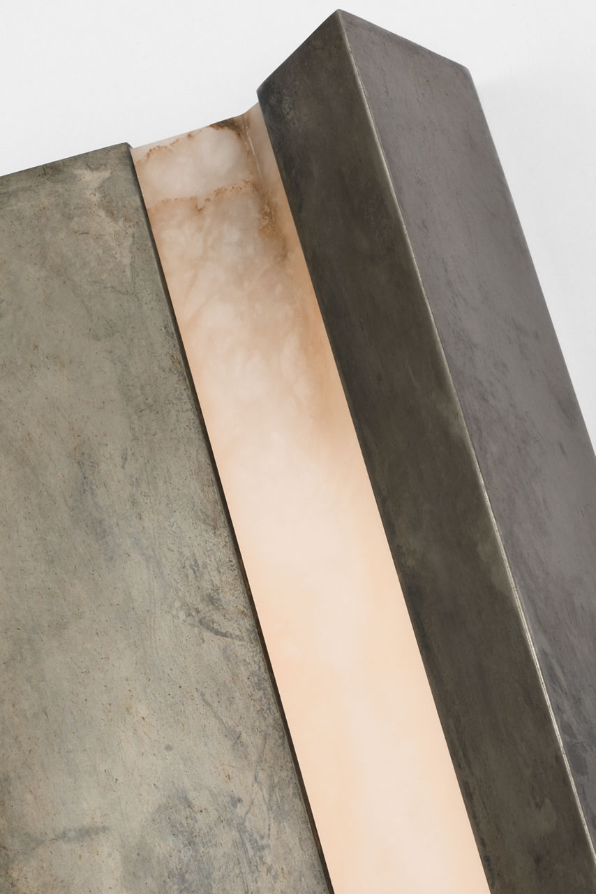 Austera 32" Sconce | Mottled Pewter | Alabaster