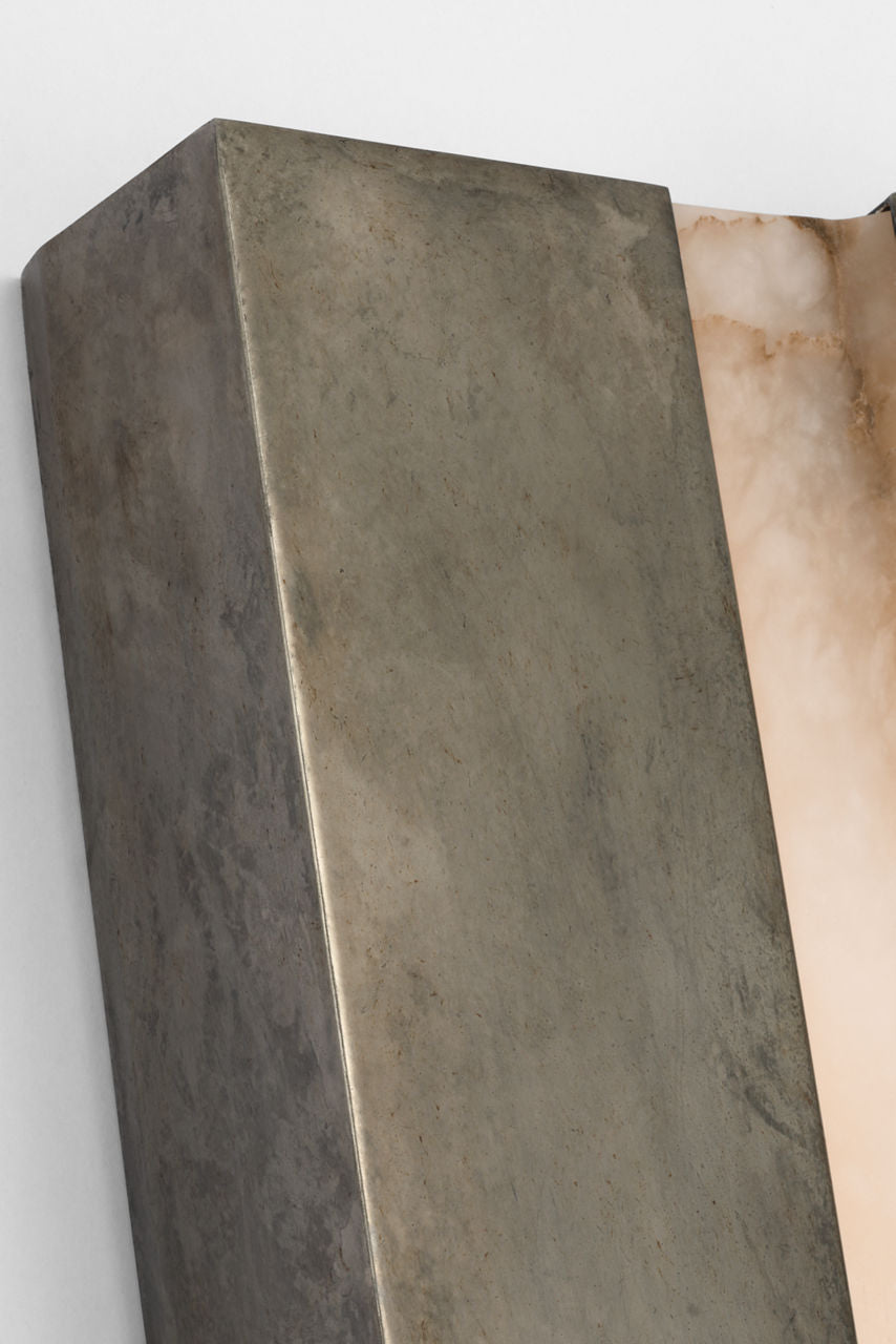 Austera 32" Sconce | Mottled Pewter | Alabaster
