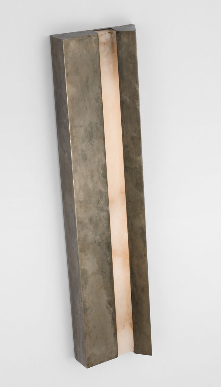 Austera 32" Sconce | Mottled Pewter | Alabaster