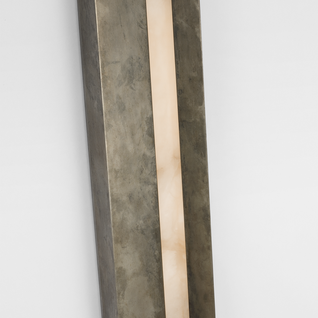 Austera 32" Sconce | Mottled Pewter | Alabaster