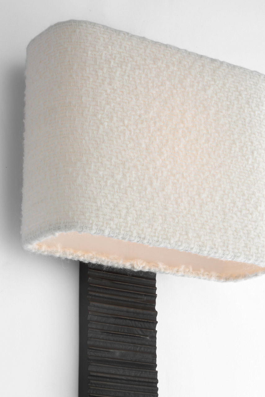 Fumar 23" Tail Sconce | Ridged Carbon | BouclÃ© Shade