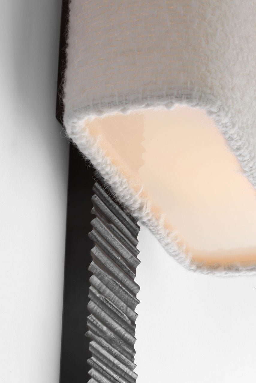 Fumar 23" Tail Sconce | Ridged Carbon | BouclÃ© Shade