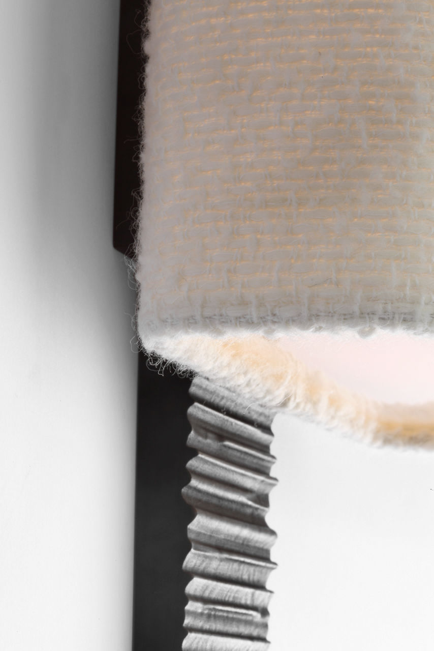 Fumar 23" Tail Sconce | Ridged Carbon | BouclÃ© Shade