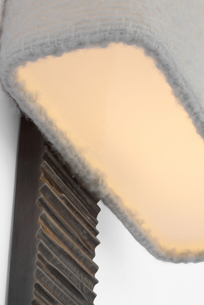 Fumar 23" Tail Sconce | Ridged Graphite | BouclÃ© Shade