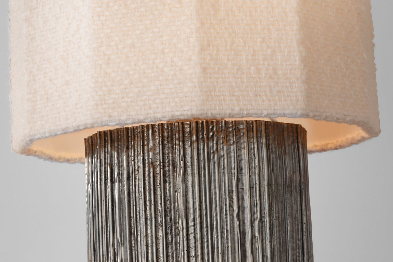 Fumar 18" Table Lamp | Ridged Graphite | BouclÃ© Shade