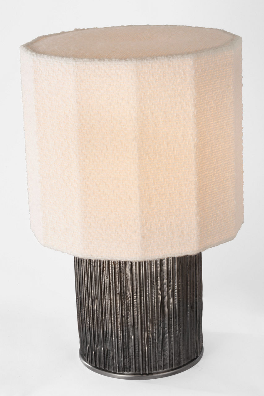 Fumar 18" Table Lamp | Ridged Graphite | BouclÃ© Shade
