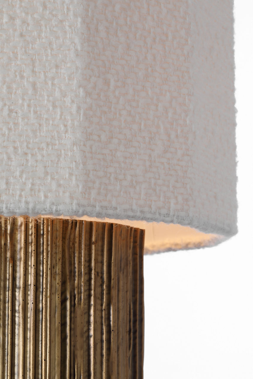 Fumar 18" Table Lamp | Ridged Tombac | BouclÃ© Shade