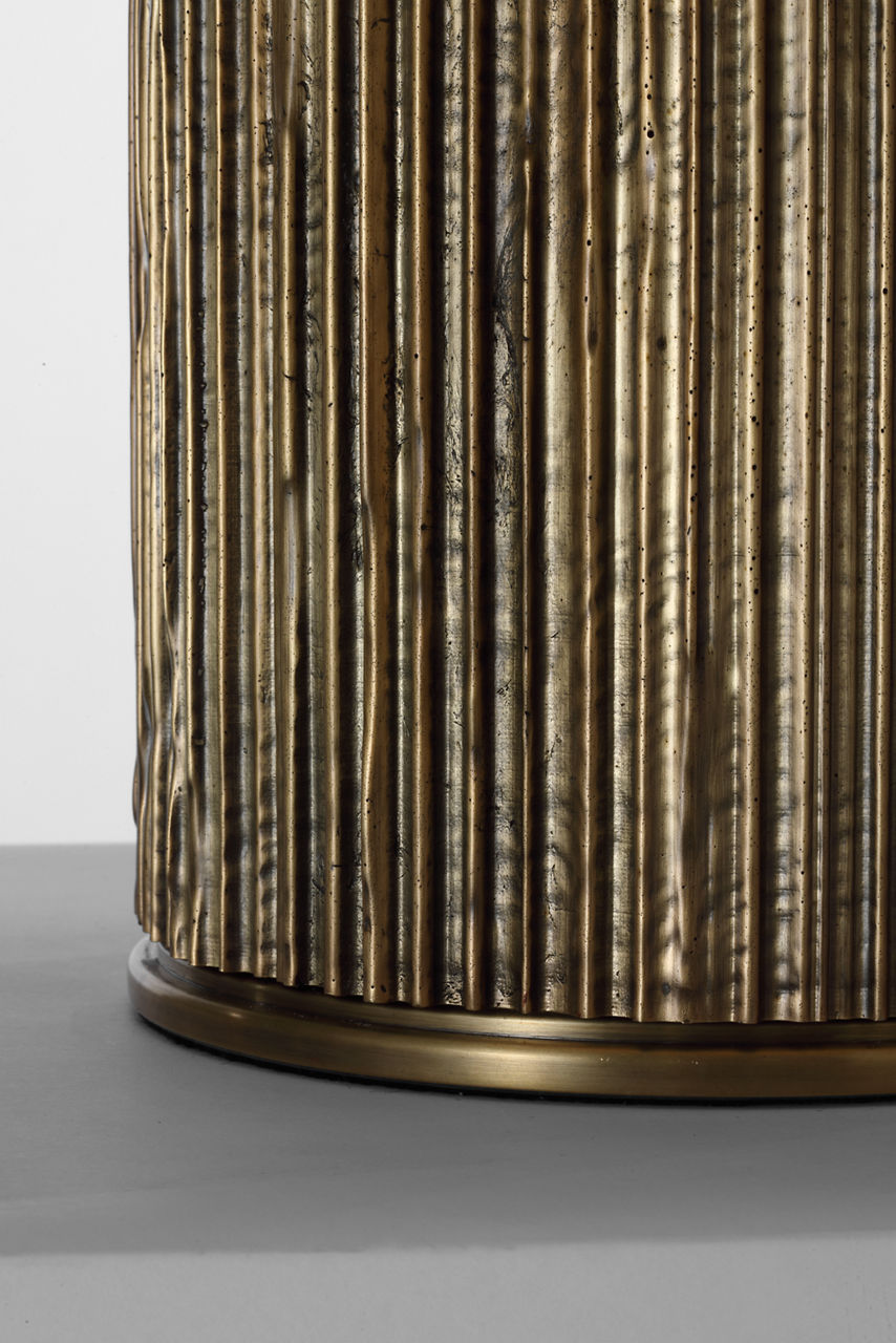 Fumar 18" Table Lamp | Ridged Tombac | BouclÃ© Shade