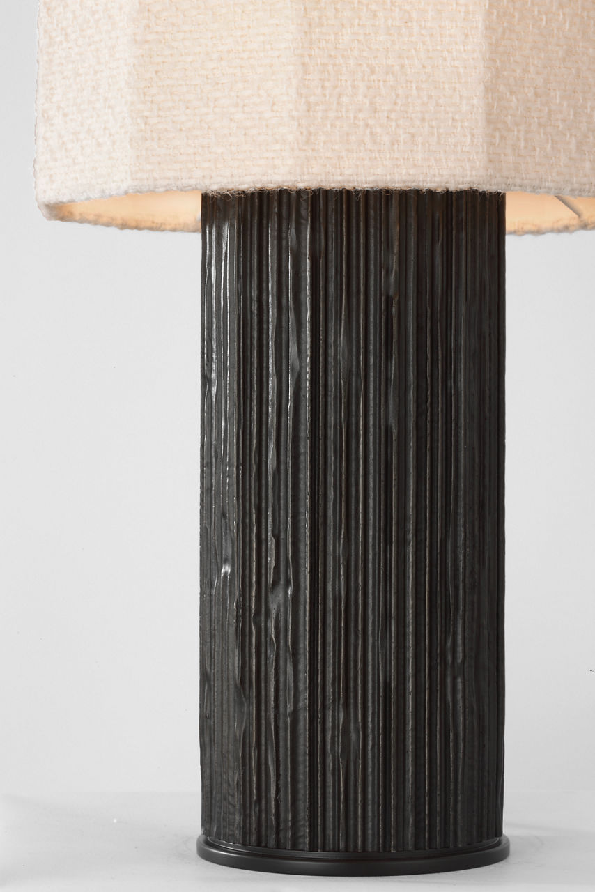 Fumar 24" Table Lamp | Ridged Carbon | BouclÃ© Shade