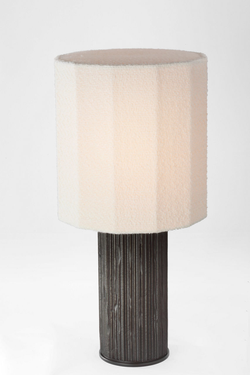 Fumar 24" Table Lamp | Ridged Carbon | BouclÃ© Shade