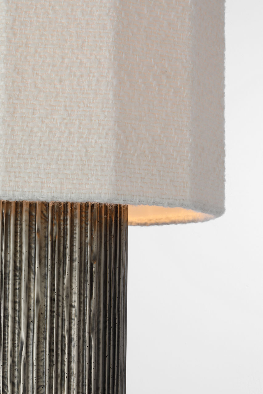 Fumar 24" Table Lamp | Ridged Graphite | BouclÃ© Shade