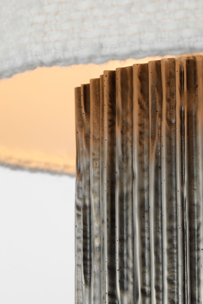 Fumar 24" Table Lamp | Ridged Graphite | BouclÃ© Shade