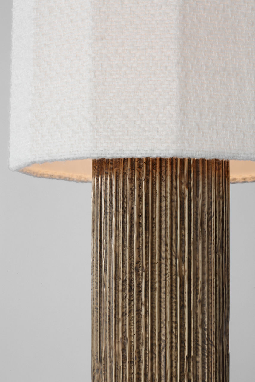 Fumar 24" Table Lamp | Ridged Tombac | BouclÃ© Shade