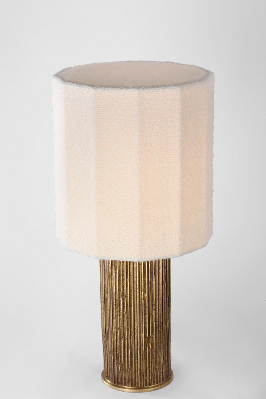 Fumar 24" Table Lamp | Ridged Tombac | BouclÃ© Shade
