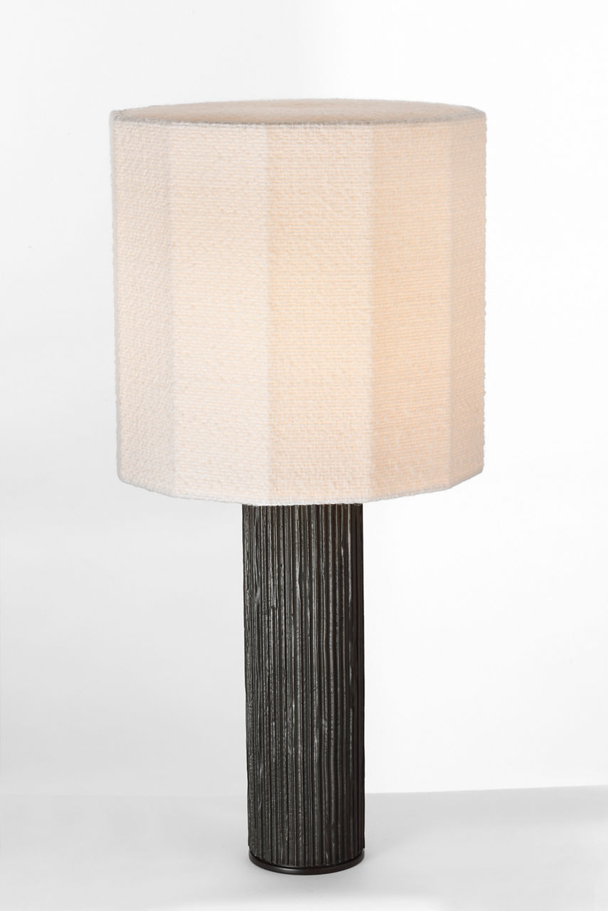 Fumar 29" Table Lamp | Ridged Carbon | BouclÃ© Shade