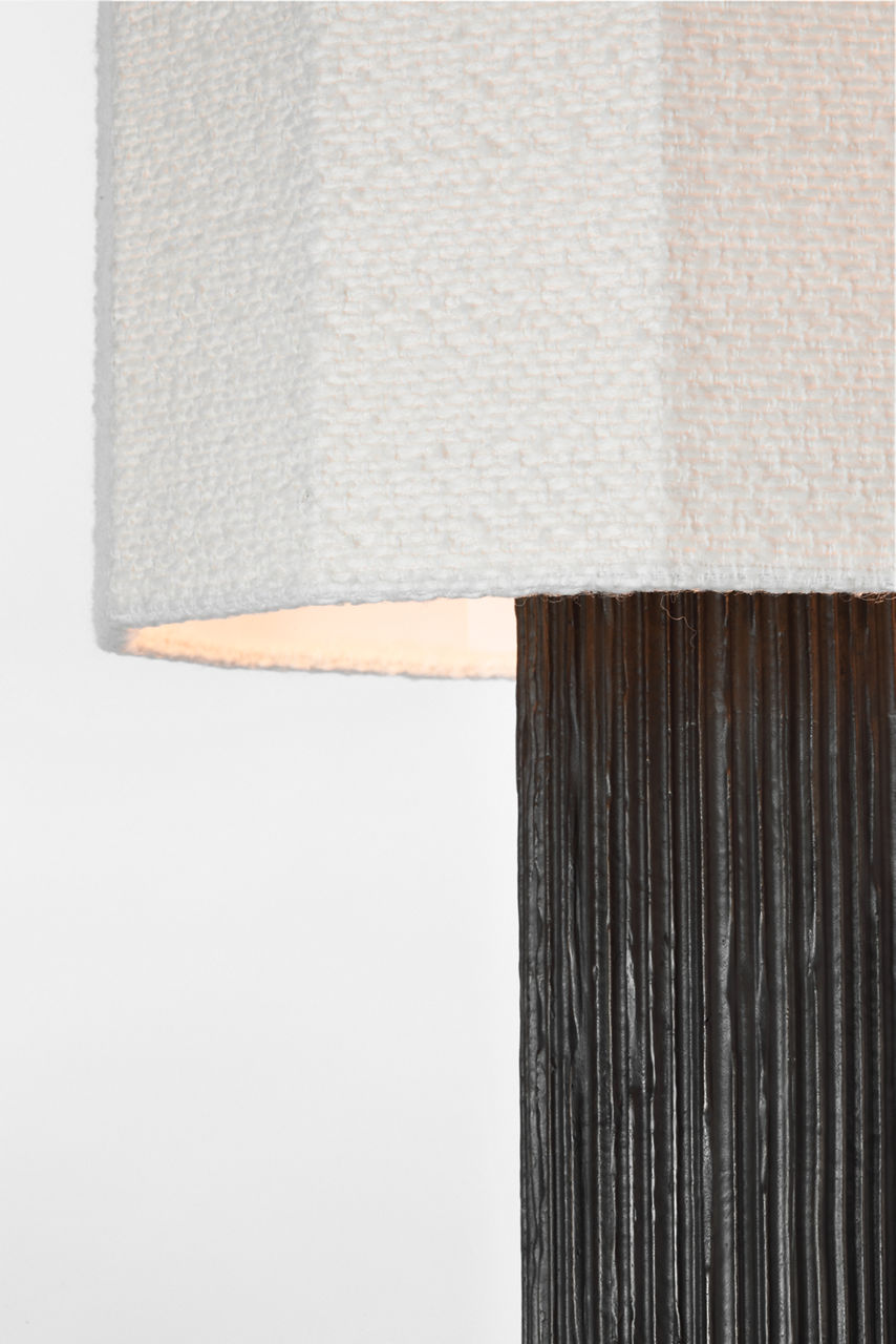 Fumar 29" Table Lamp | Ridged Carbon | BouclÃ© Shade