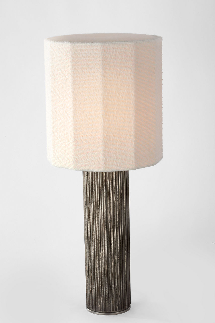 Fumar 29" Table Lamp | Ridged Graphite | BouclÃ© Shade