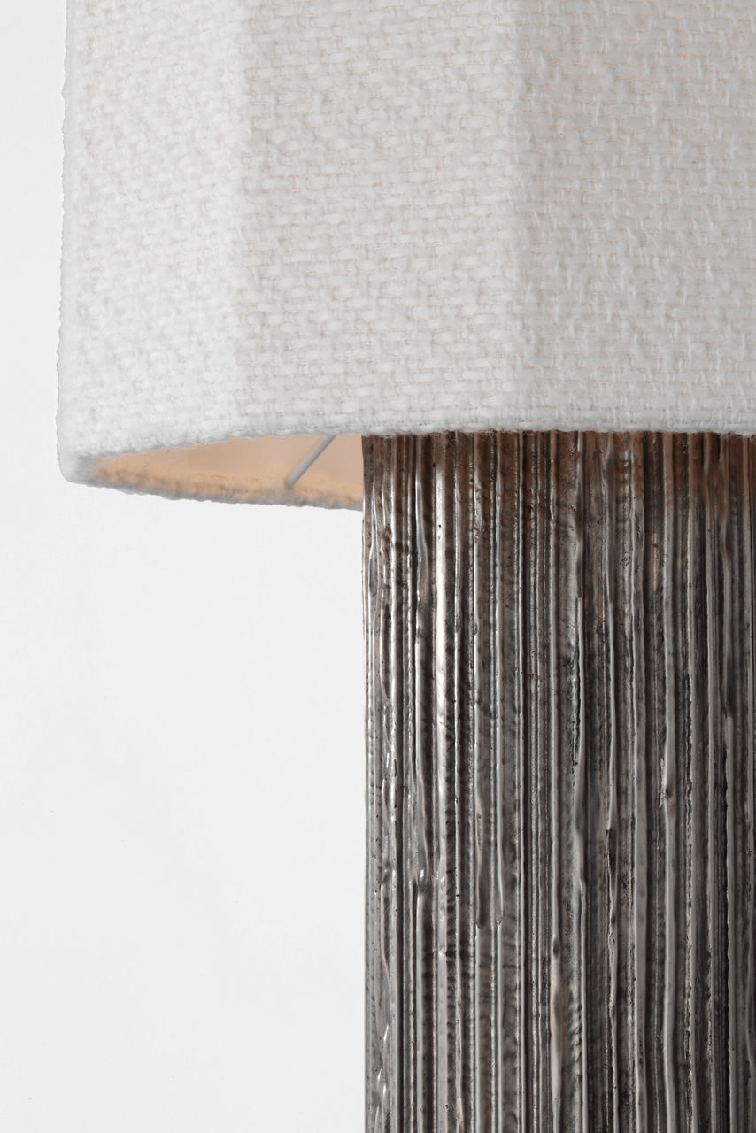 Fumar 29" Table Lamp | Ridged Graphite | BouclÃ© Shade