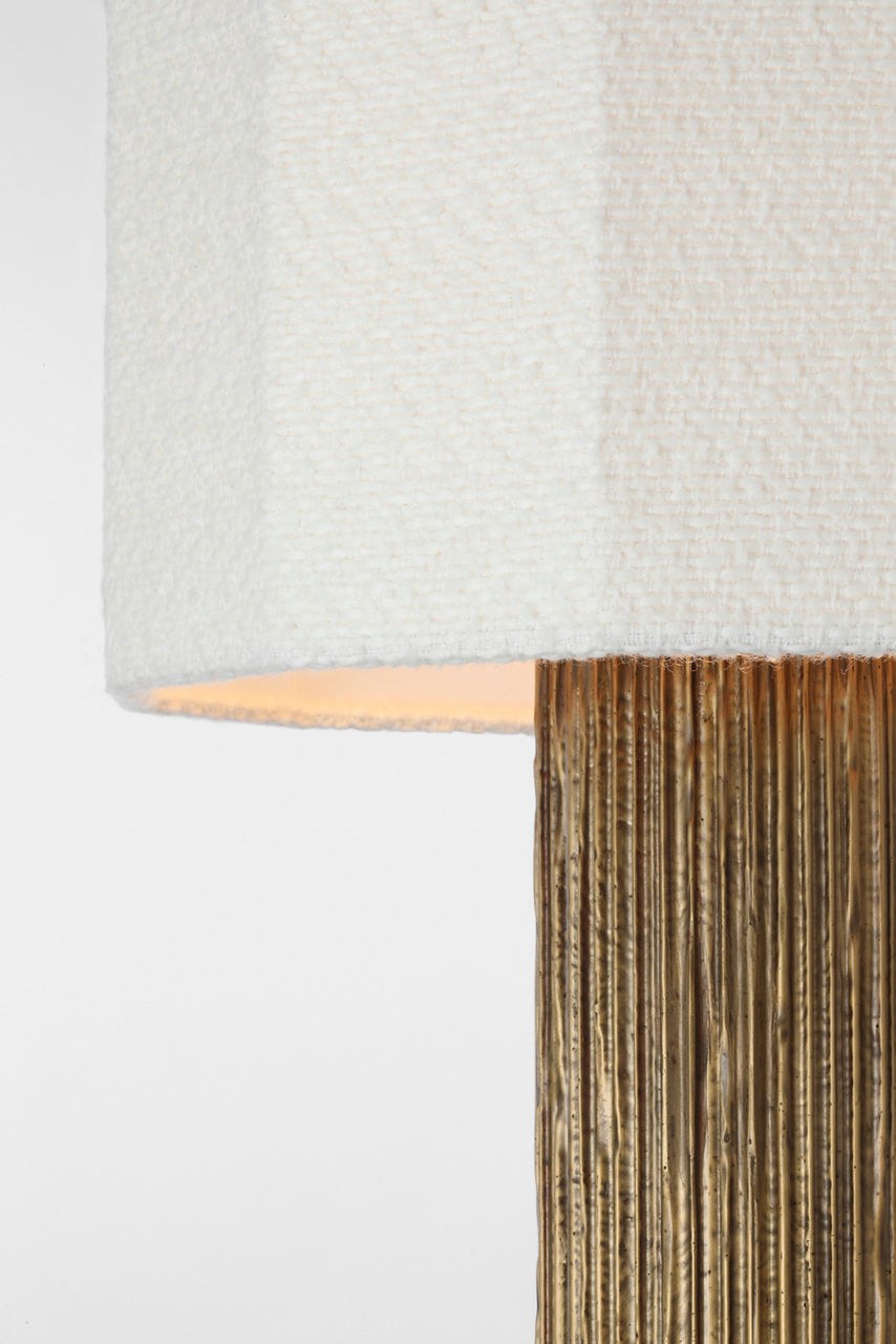 Fumar 29" Table Lamp | Ridged Tombac | BouclÃ© Shade