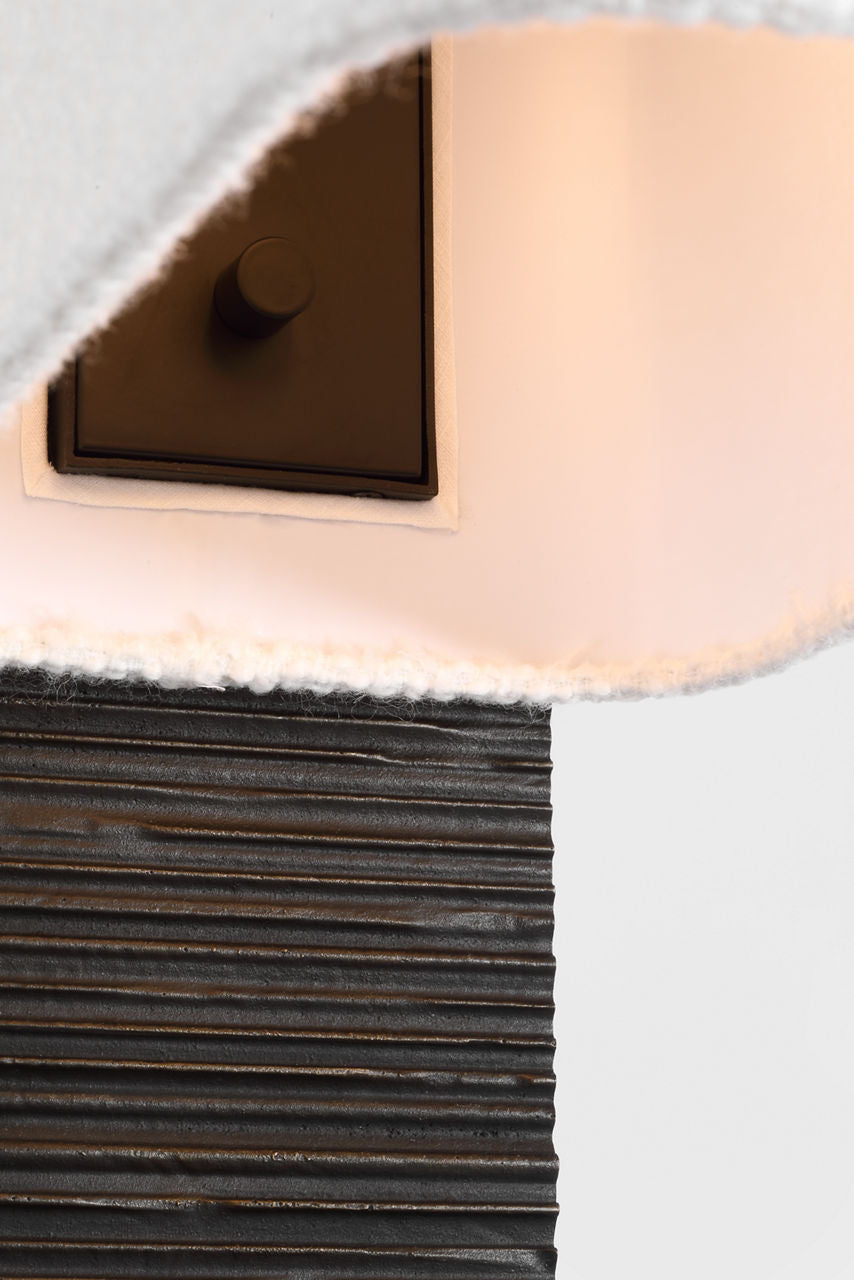 Fumar 34" Statement Table Lamp | Ridged Carbon | BouclÃ© Shade
