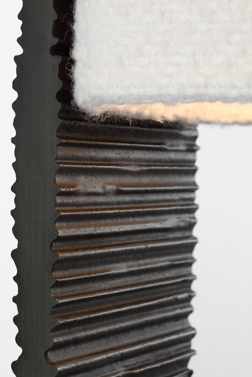 Fumar 34" Statement Table Lamp | Ridged Carbon | BouclÃ© Shade