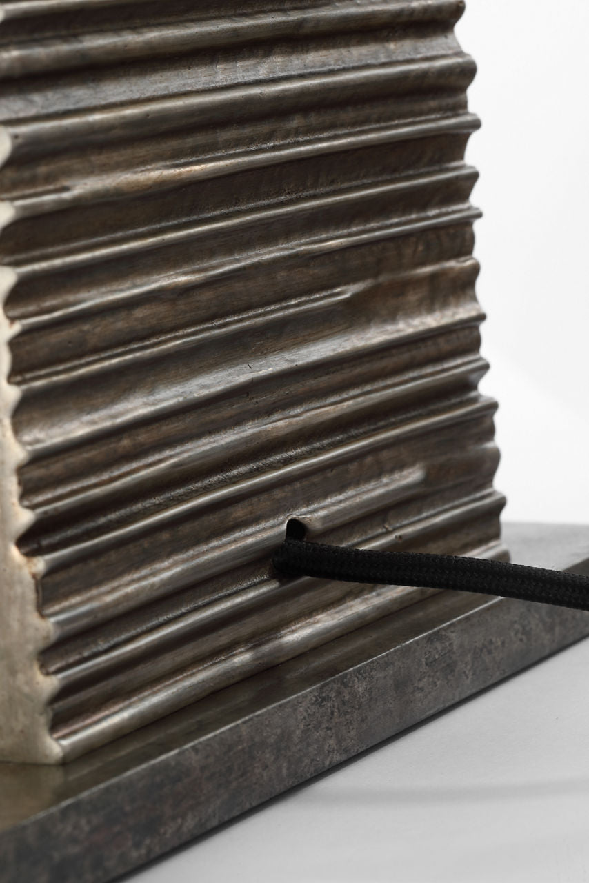 Fumar 34" Statement Table Lamp | Ridged Graphite | BouclÃ© Shade