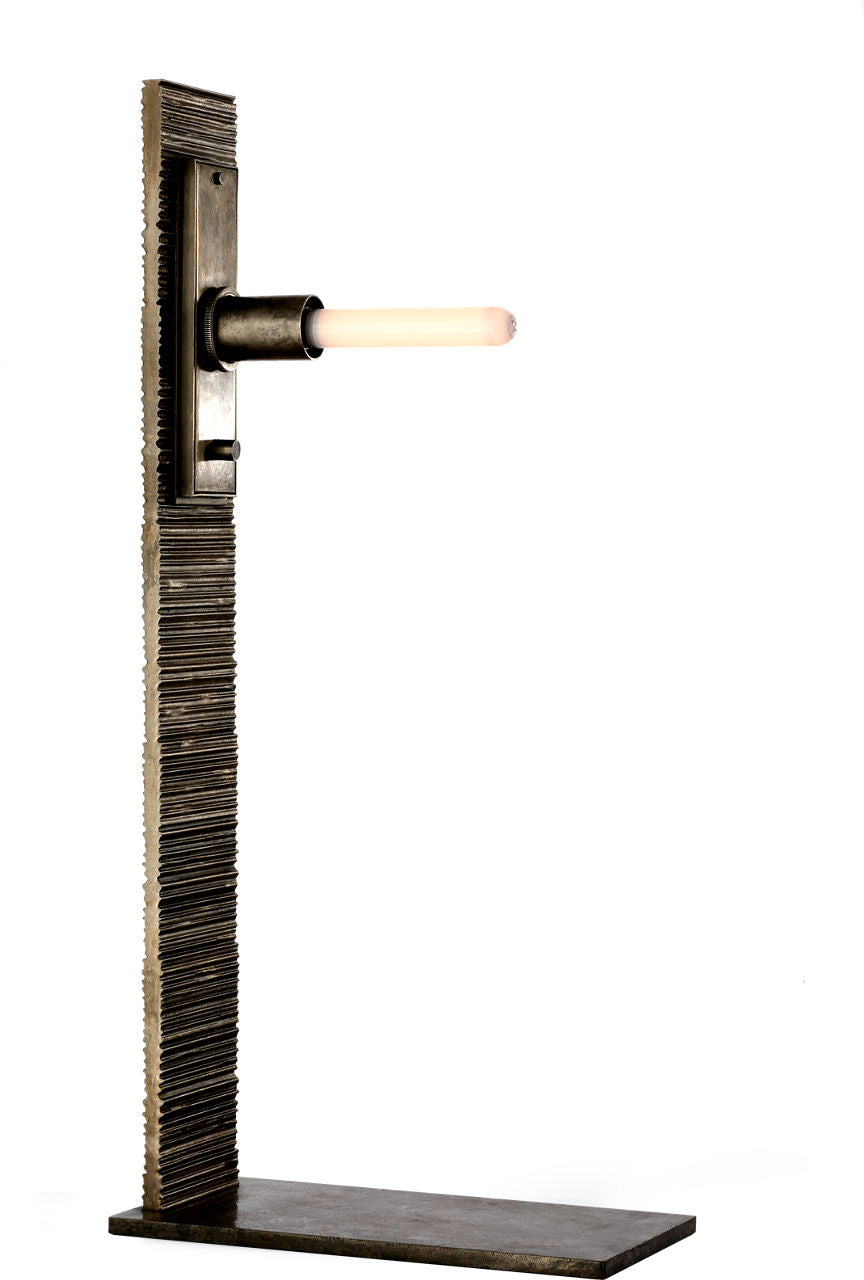 Fumar 34" Statement Table Lamp | Ridged Graphite | BouclÃ© Shade
