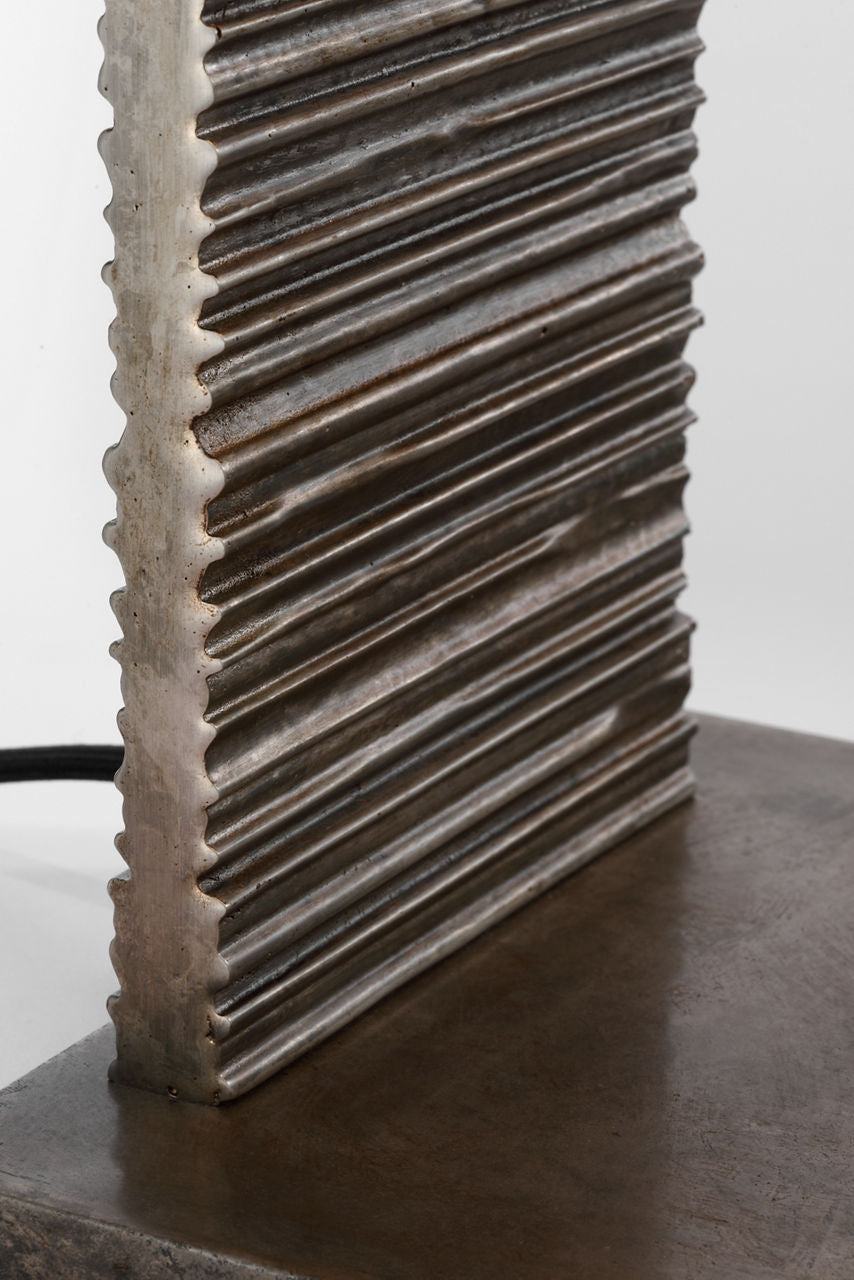 Fumar 34" Statement Table Lamp | Ridged Graphite | BouclÃ© Shade