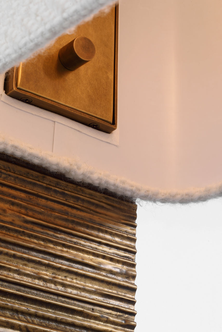 Fumar 34" Statement Table Lamp | Ridged Tombac | BouclÃ© Shade